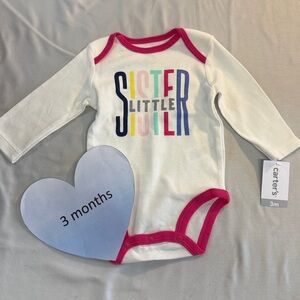 Carter's - Cream and Pink 'Little Sister' Onesie